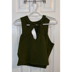 4/$17 Charlotte Russe Olive Green Crop Top Sleeveless Keyhole Tank‎ Top 1X
